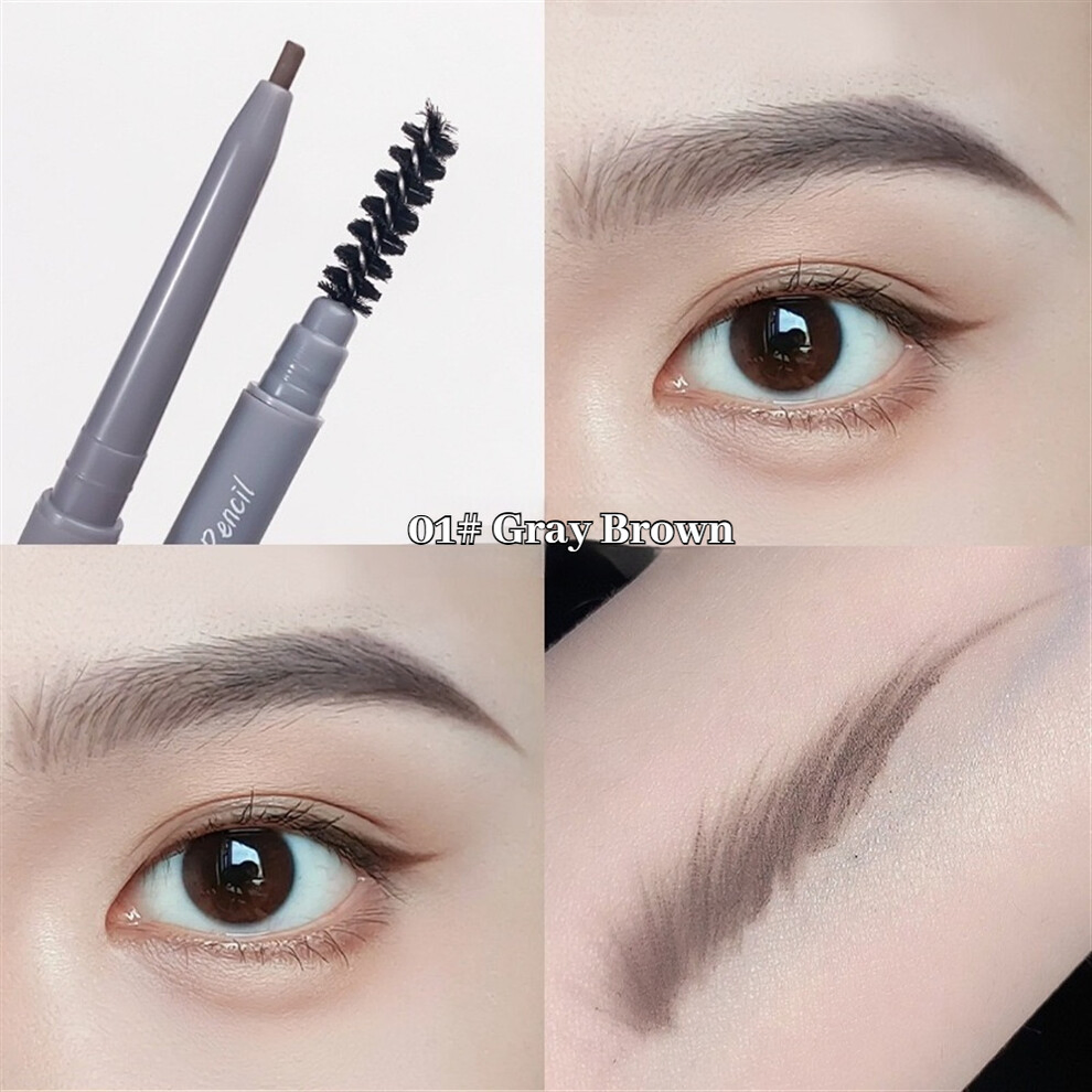Dual Head Spiral Slim Eyebrow Pencil with Ultra Slim Tip and Soft Blending Brush for Natural Look