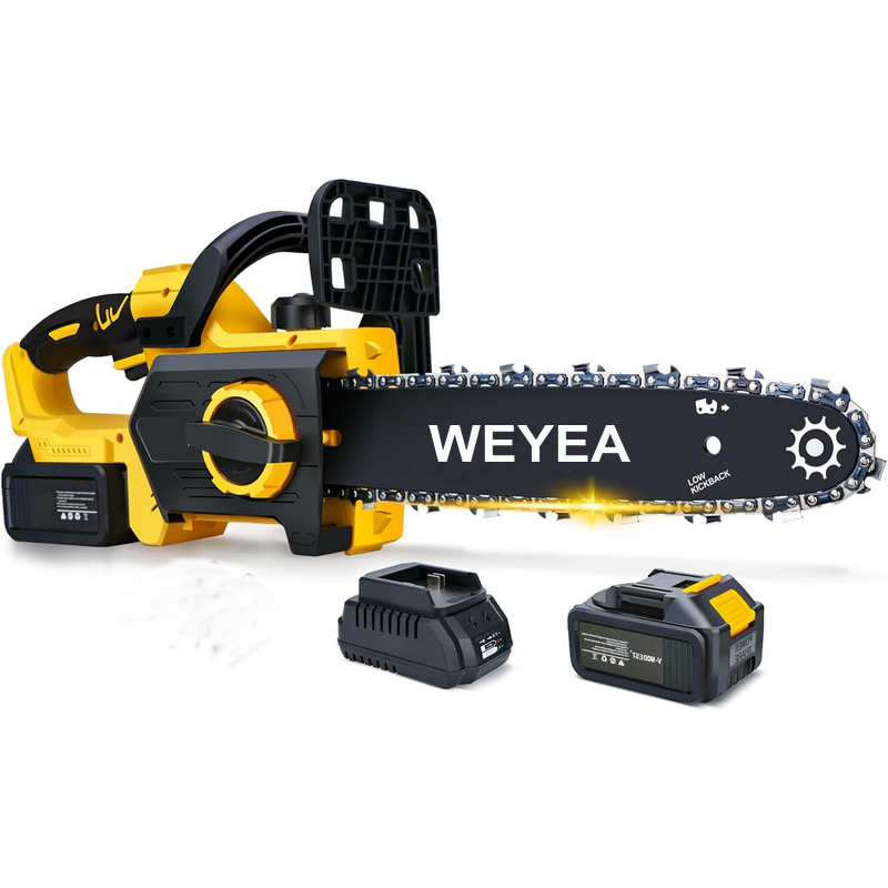 12" Brushless Electric 21V Li-ion Cordless Battery Chainsaw Tool-Free Installation Chain Saw with Electronic Brake