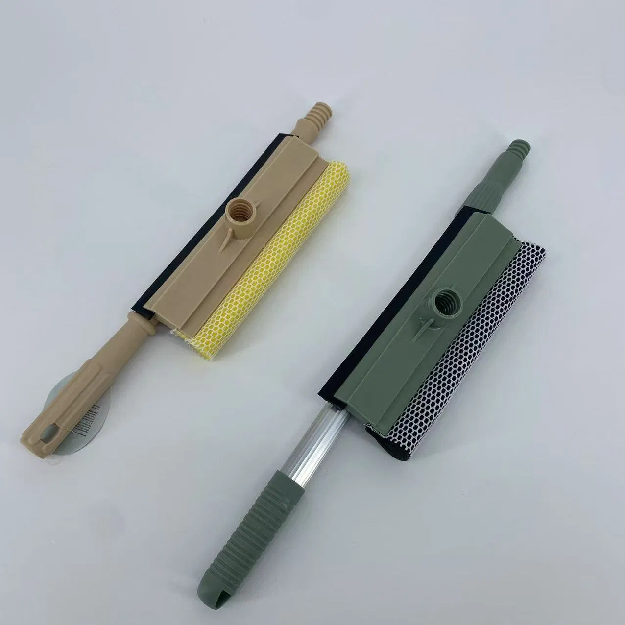 Squeegee for Window Cleaning, Squeegee and Sponge Scrubber Combi with Stainless Steel Pole, Extendable Window Cleaner for Car, Sliding Door, Shower Glass