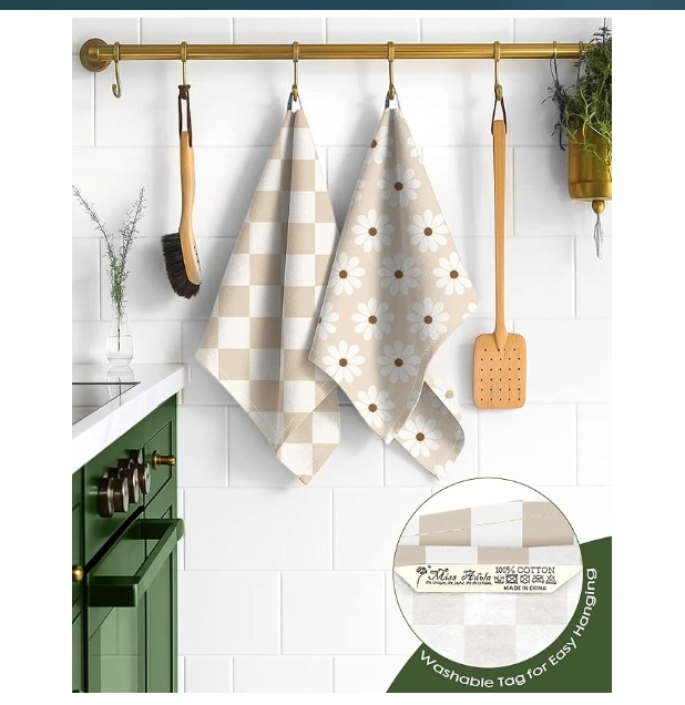 Colorful Quick Dry Kitchen Towels with Tassels for Dishwashing