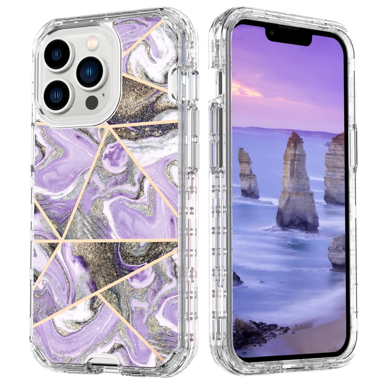 3 in 1 Shockproof Protection for iPhone 16 PRO Max 15 Plus 14 13 12 Plus Marble Phone Cases with Full Protection Phone Cover