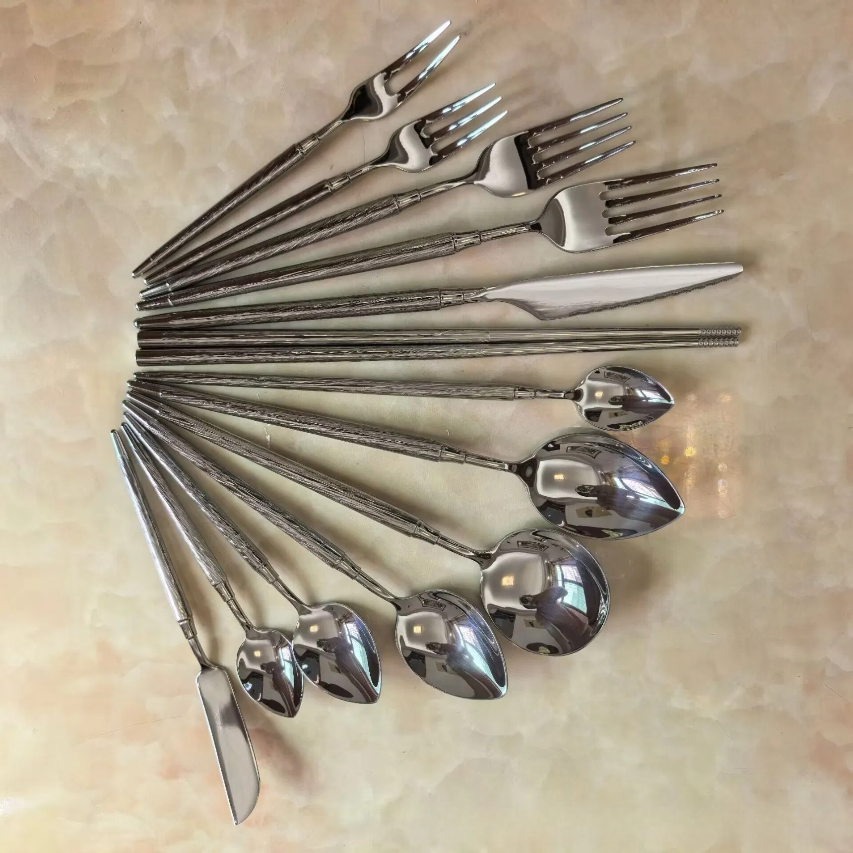 Whole Set 304 Stainless Steel Cutlery High Light Mirror Polished Handle Tableware