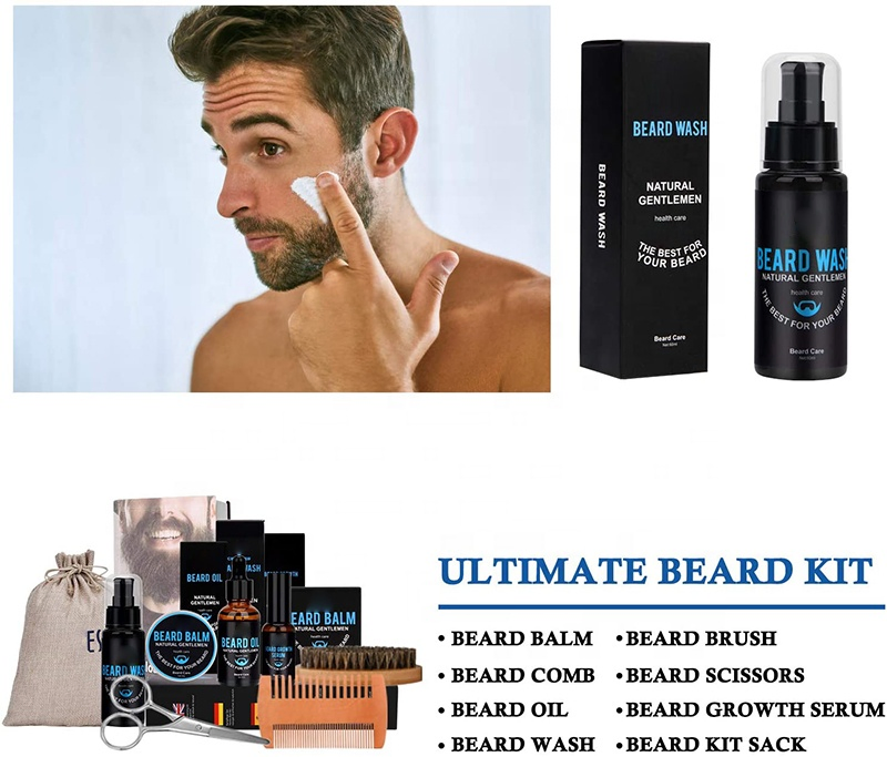 Amazon Hot Sale OEM Face Serum Oil Balm Beard Grooming Kit Beard Comb and Brush Set for Men