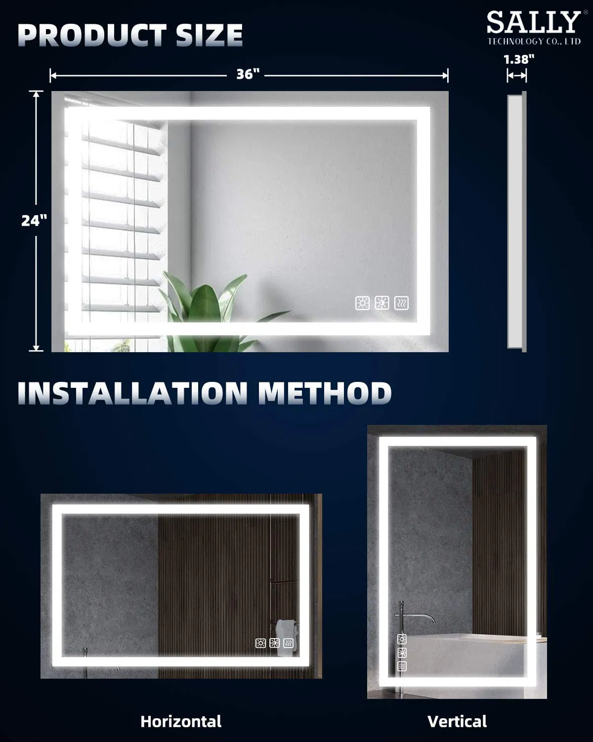 Elegant Touch Sensor LED Makeup Mirror for Home Use