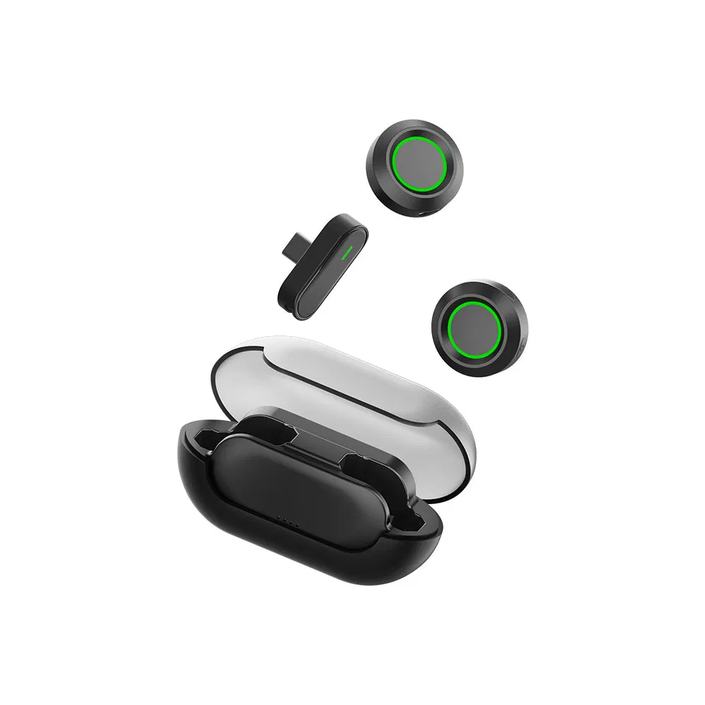 Hot Selling Magnetic Wireless Dual Channel Microphone Noise Cancelling Clip on Mic