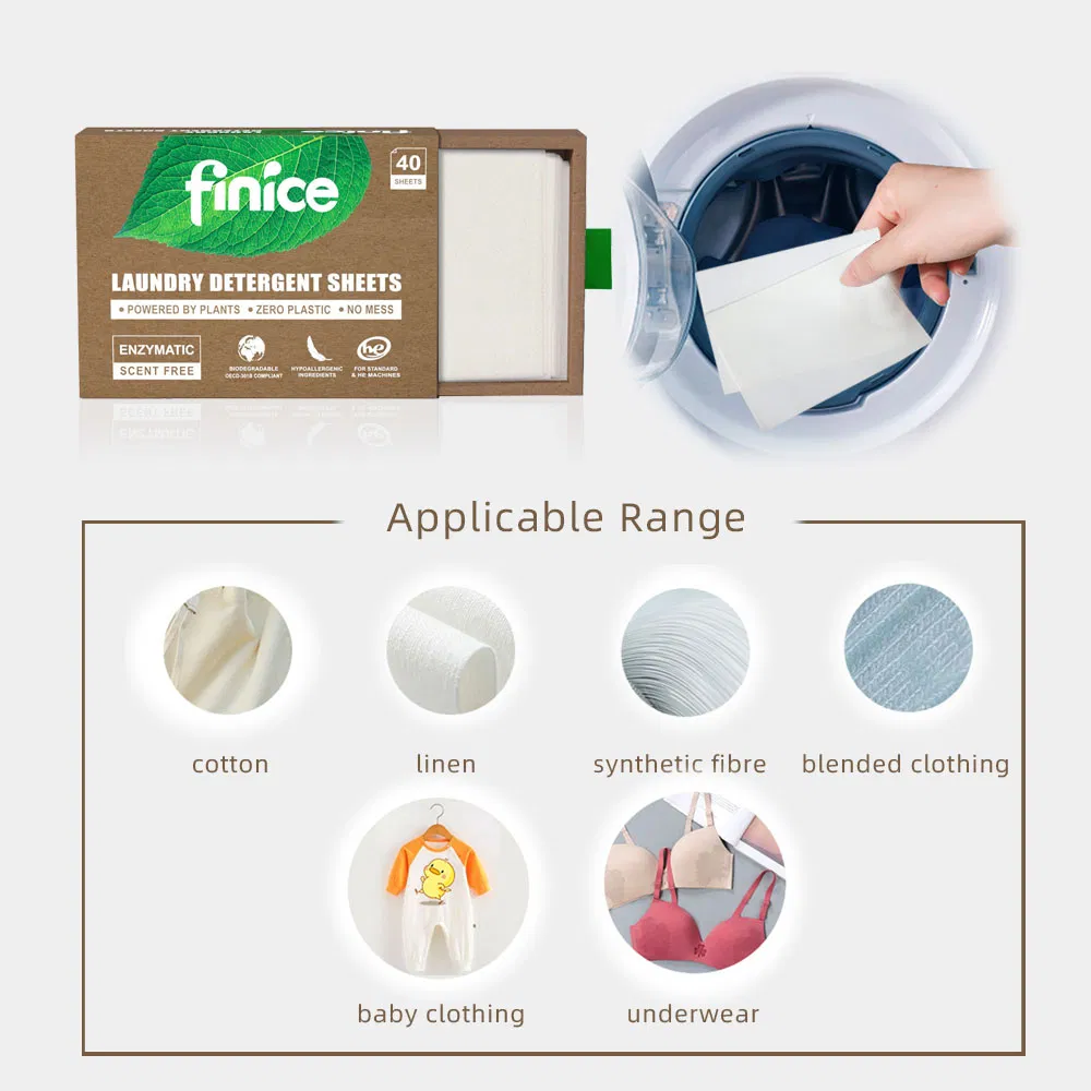 Finice Eco Friendly Biodegradable Laundry Detergent Sheets Laundry Paper Laundry Strips