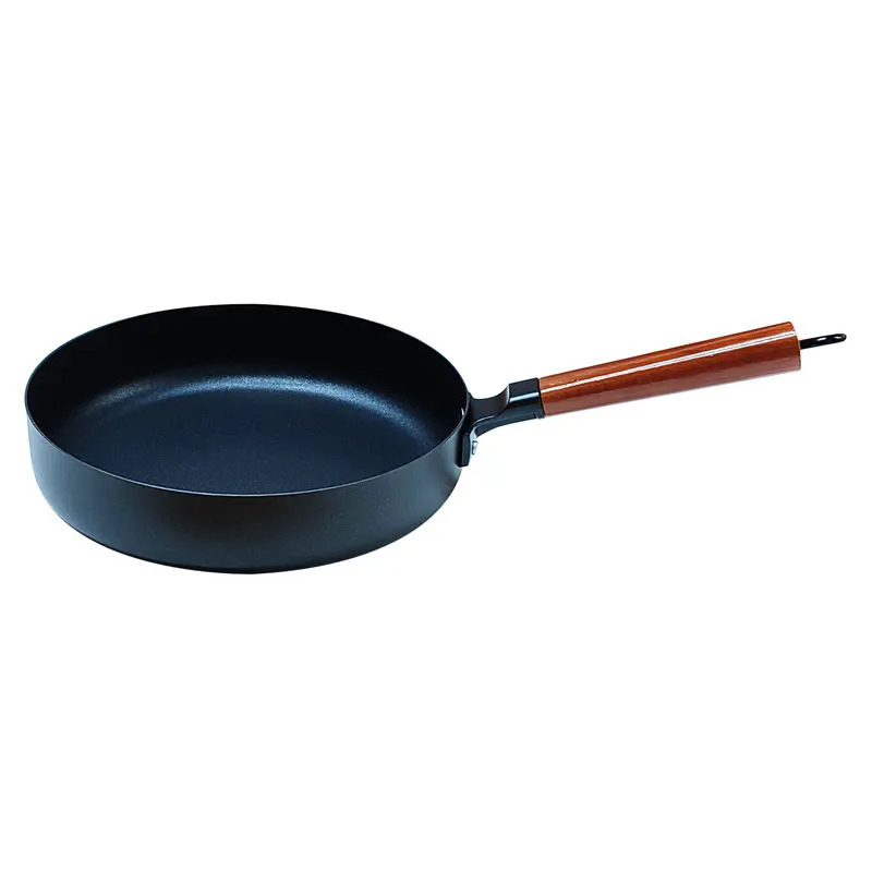 Traditional Hand Hammered Carbon Steel Pow Wok with Wooden and Steel Helper Handle