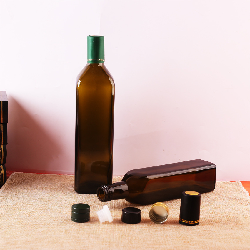 Direct Selling 500ml Dark Green Square Olive Oil Bottle 250ml Brown Walnut Oil Bottle