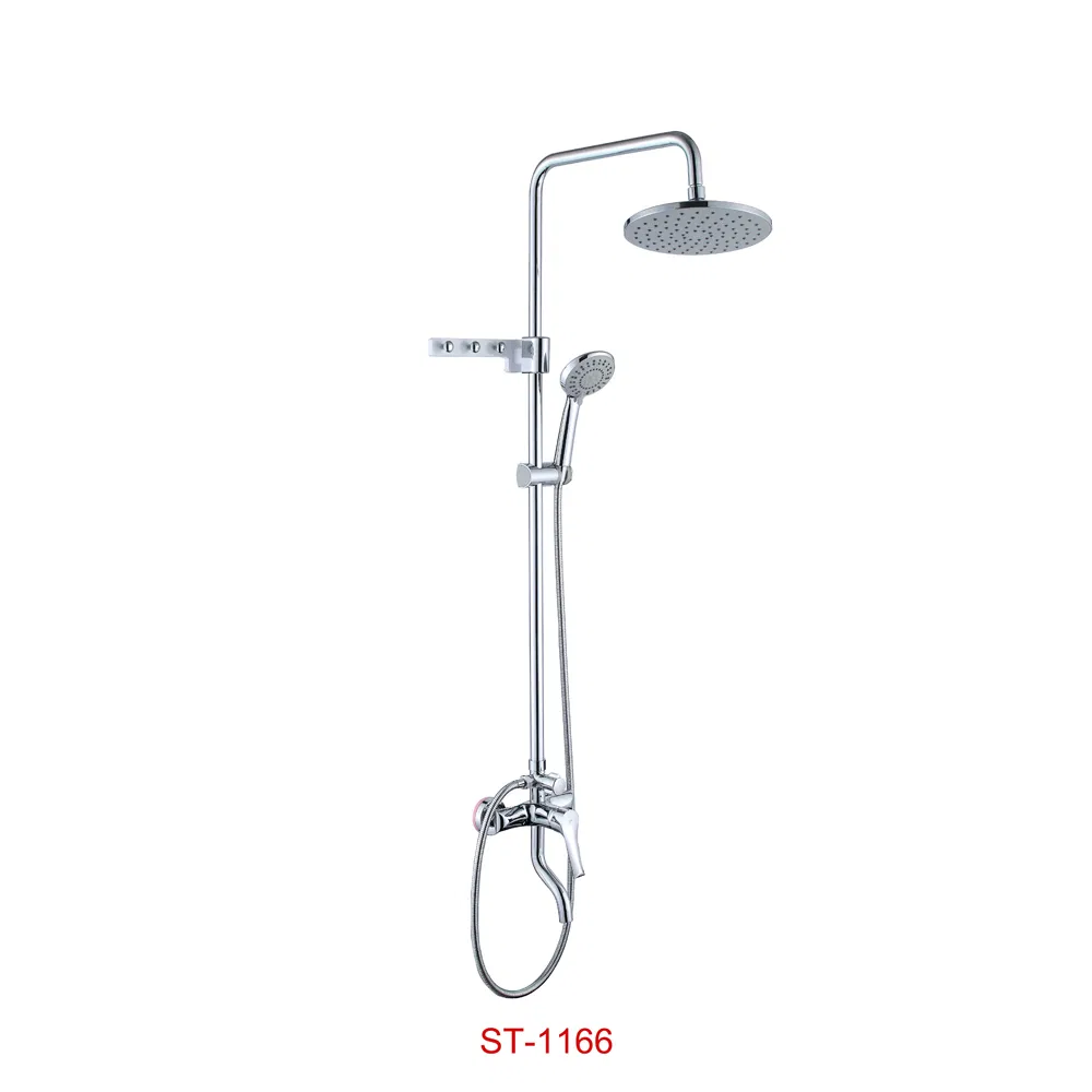 Chromed Brass Economic Bathroom Rainfall Round Head Mixer Shower Set