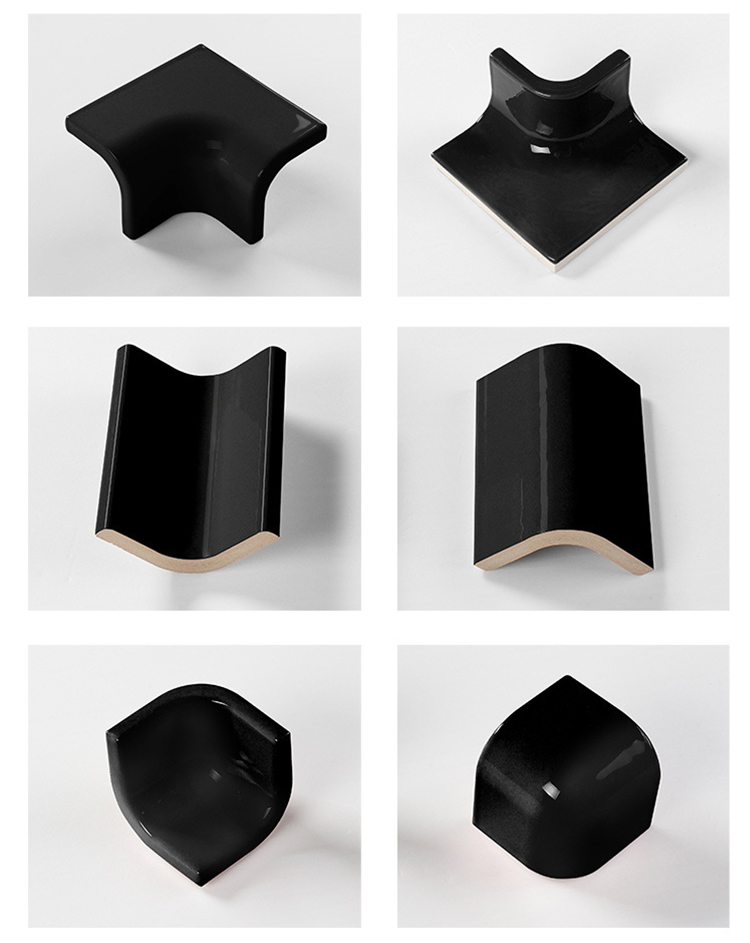 Interior Design Black Color Ceramic Trims Cove Base Tile in 80X100/80X80 Size