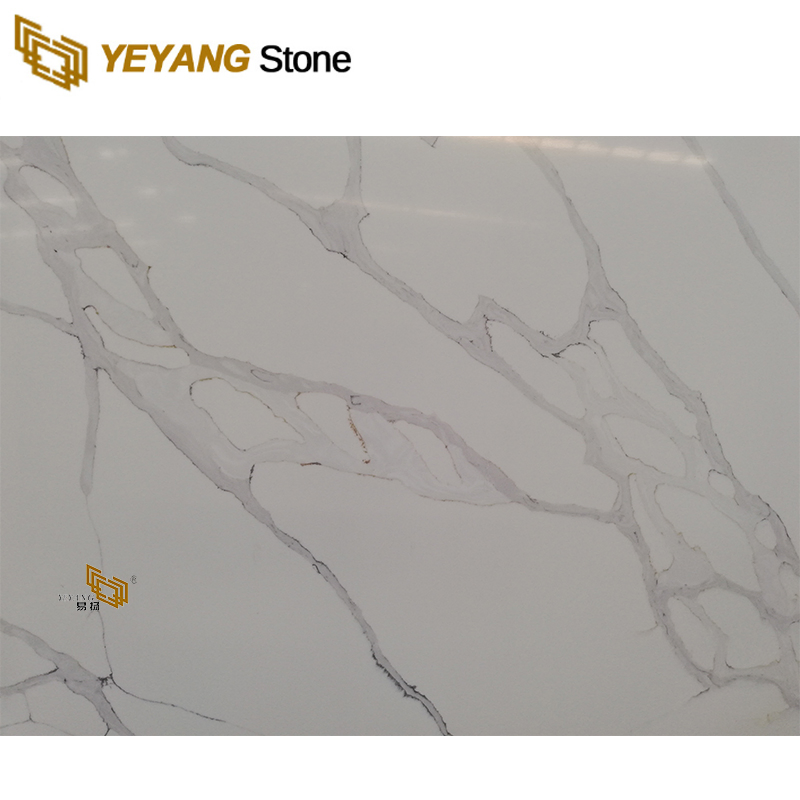 Yeyang Top Engineered Calacatta Quartz Slab for Prefab Worktop/Benchtop/Countertops Quartz Wholesale