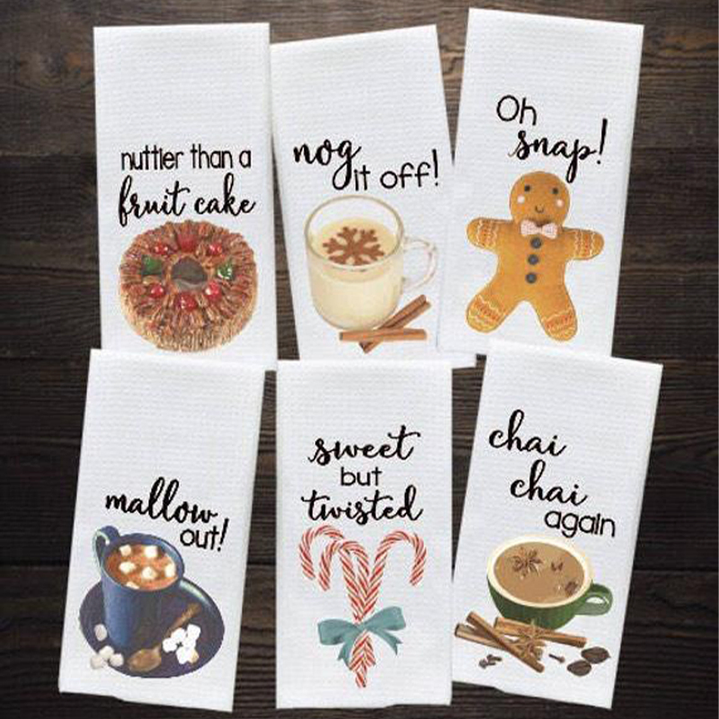 Spot Microfiber Waffle Kitchen Towel Custom Design Printed Kitchen Tableware Tea Towel