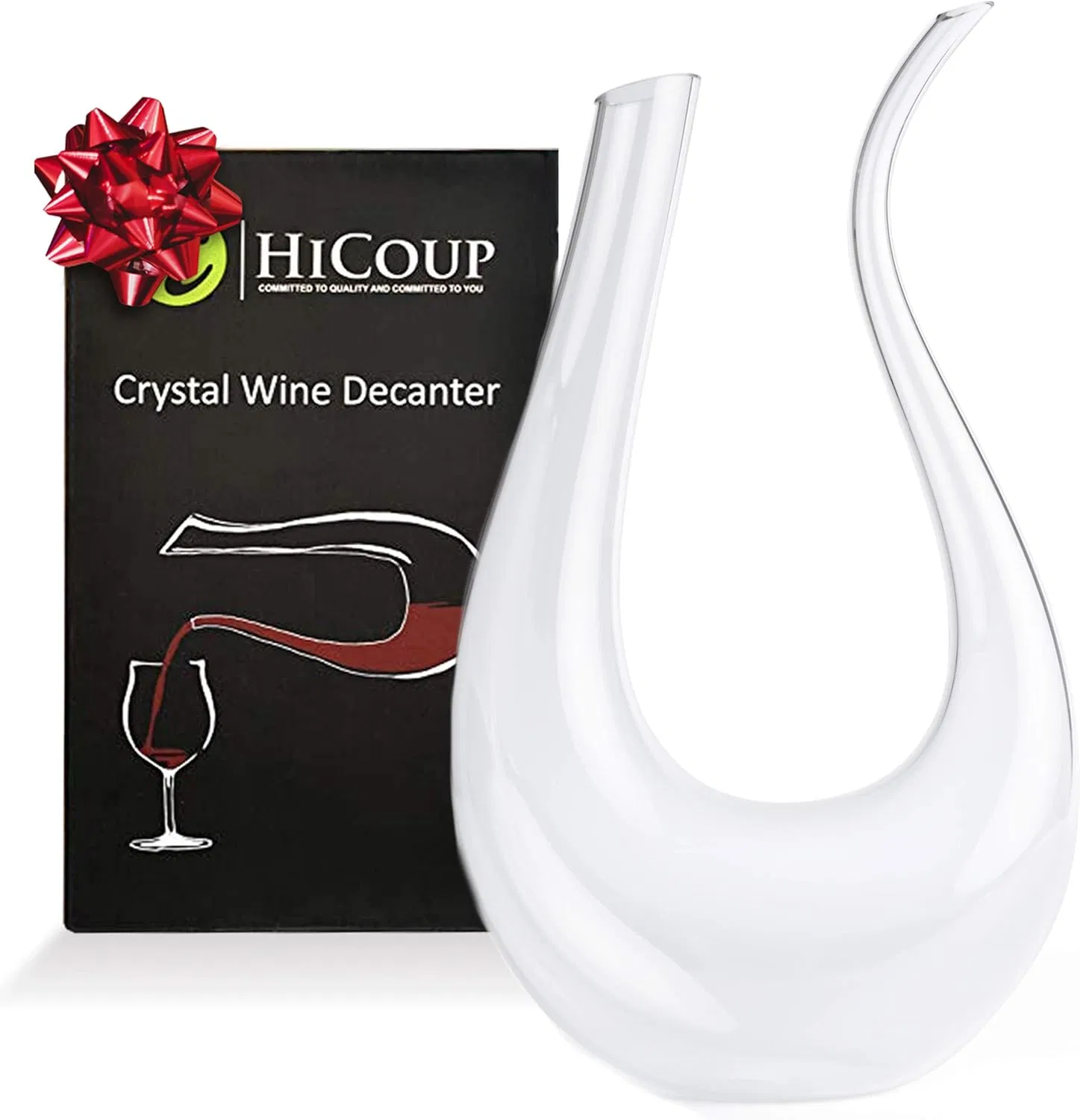 Lead-Free Crystal Glass Red Wine Decanter 1300ml U-Shape Wine Decanter for Adesso