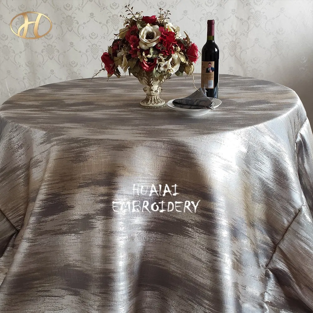 High Quality Ivory 120" Round Polyester Jacquard Table Cover Linens Cloths for Events