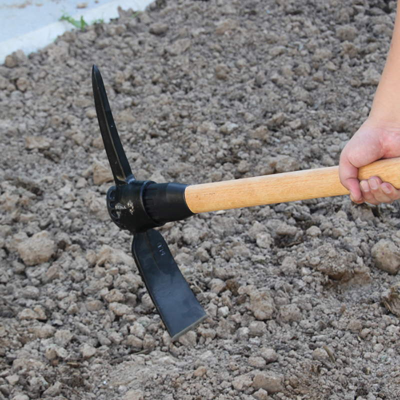 Rail Steel Pickaxe with Wood Handle Prolonged Digging and Breaking