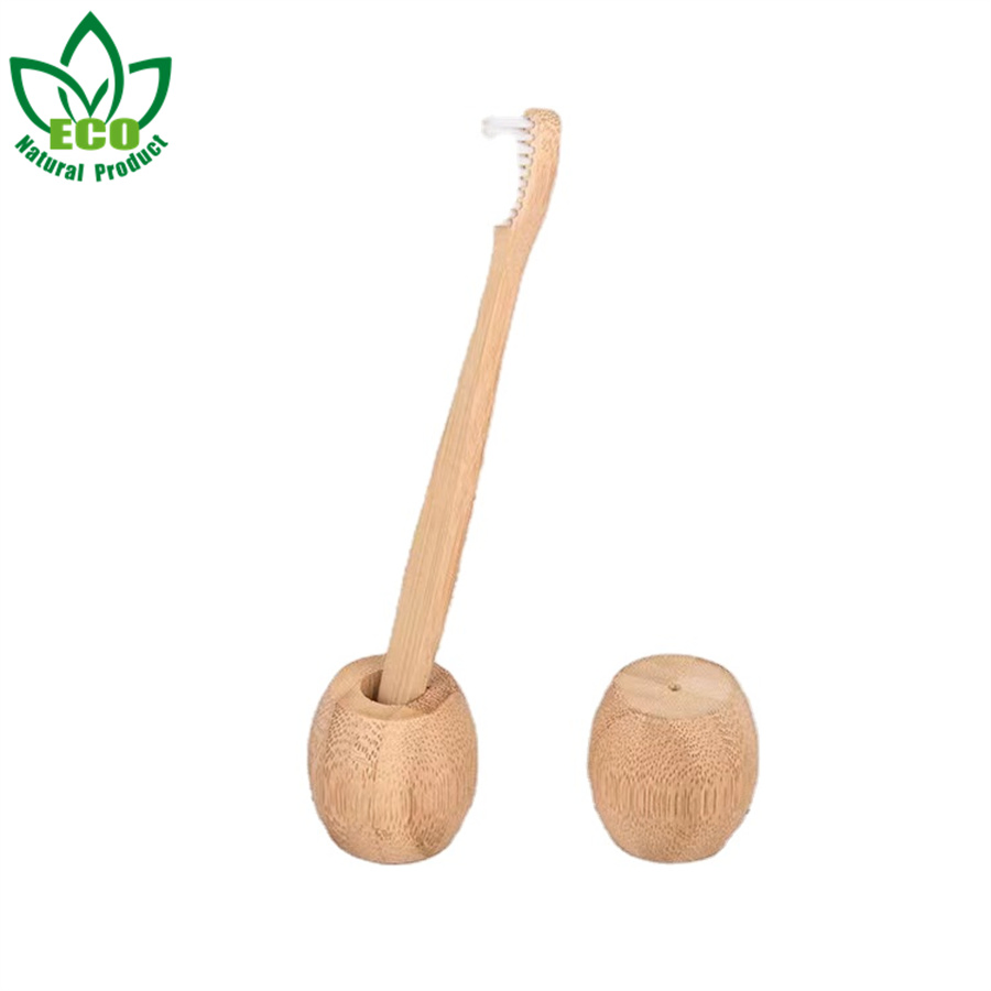 Custom Logo Rustic Bamboo Holder Base Reusable Bathroom Accessories Bamboo Toothbrush Stand Holder