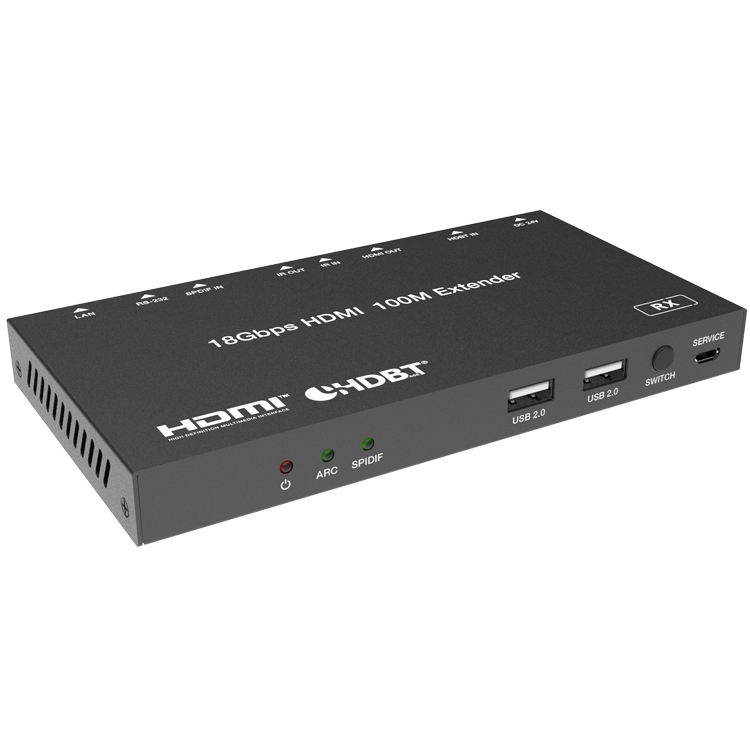 Комплект HDMI-удлинителя 4K UHD HDR с ARC, RS-232, IR, USB KVM