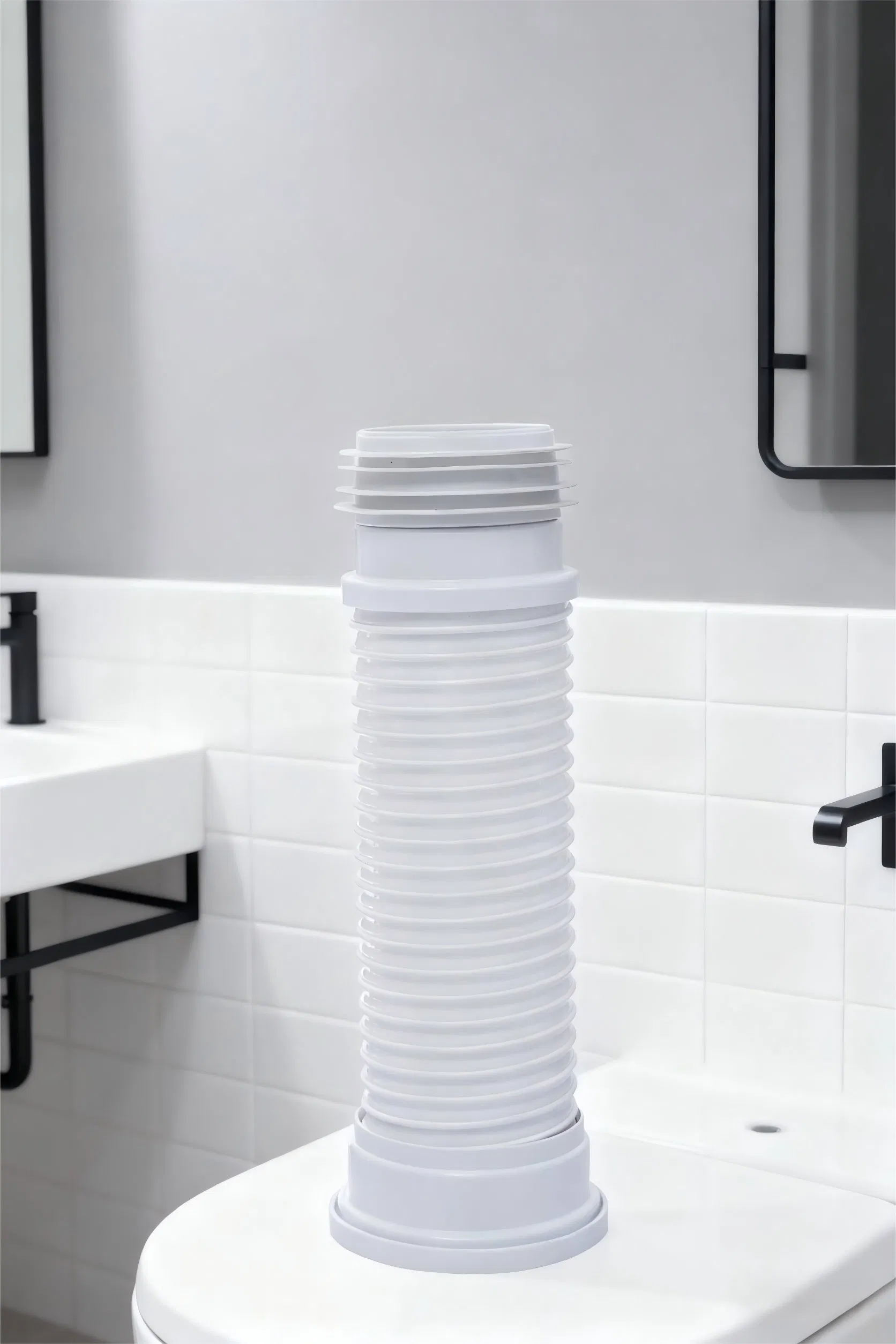 Durable PP Toilet Drainer 340/390/540mm - White Sanitary Waste Pipe Spring Pan Connector