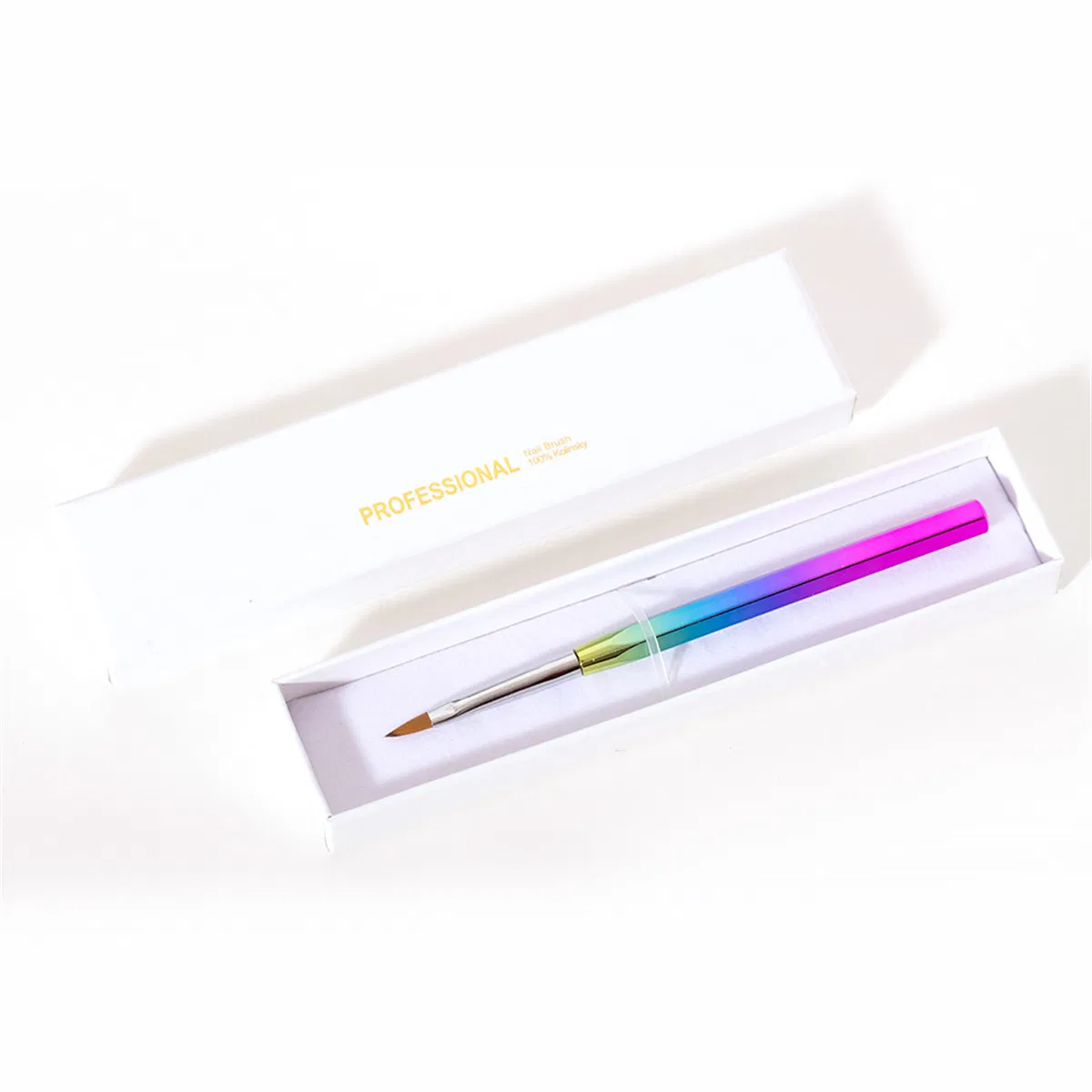 Wholesale Design Personalized Hexagonal Rod Plastic Handle Nail Brush 100% Acrylic Nail Brushes for Kolinsky