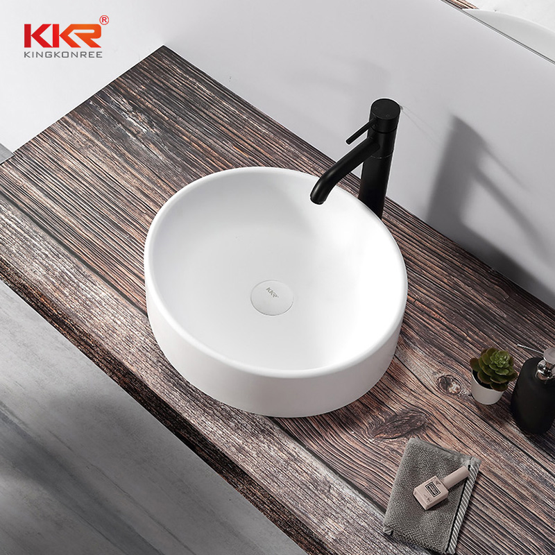 Modern Bathroom Round Above Counter Solid Surface Bathroom Sink