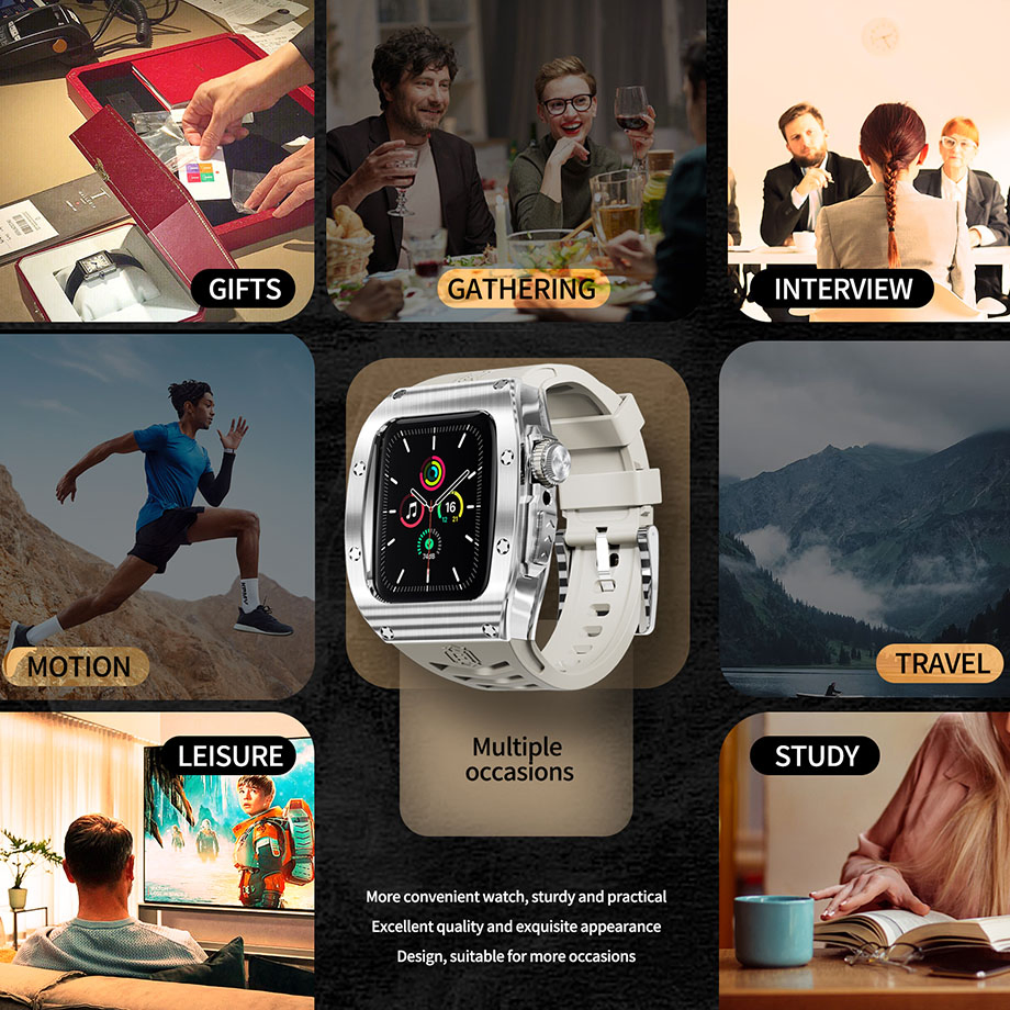 for Apple Watch Bands 45mm 44mm 42mm 41mm Men Women's Silicone Watch Strap with Watch Case for iWatch Series 9 8 7