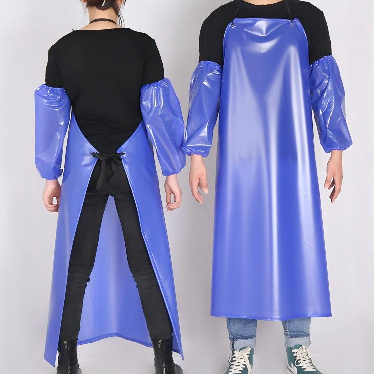 Blue Aprons PVC Chemical Apron Oil-Resistant Waterproof Apron for Dishwashing Cleaning