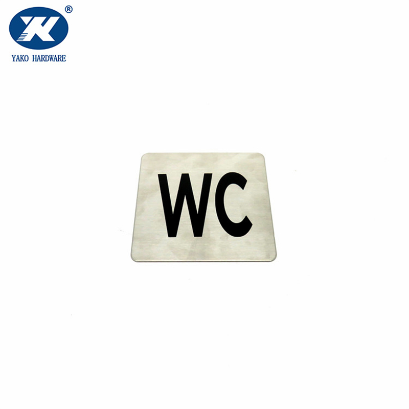 Modern Style Stainless Steel Wc Sign Plate with Adhersive Sticker for Home