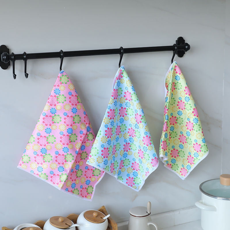 Custom Printed Lint-Free Microfiber Fish Scale Kitchen Glass Mirror Cleaning Towel