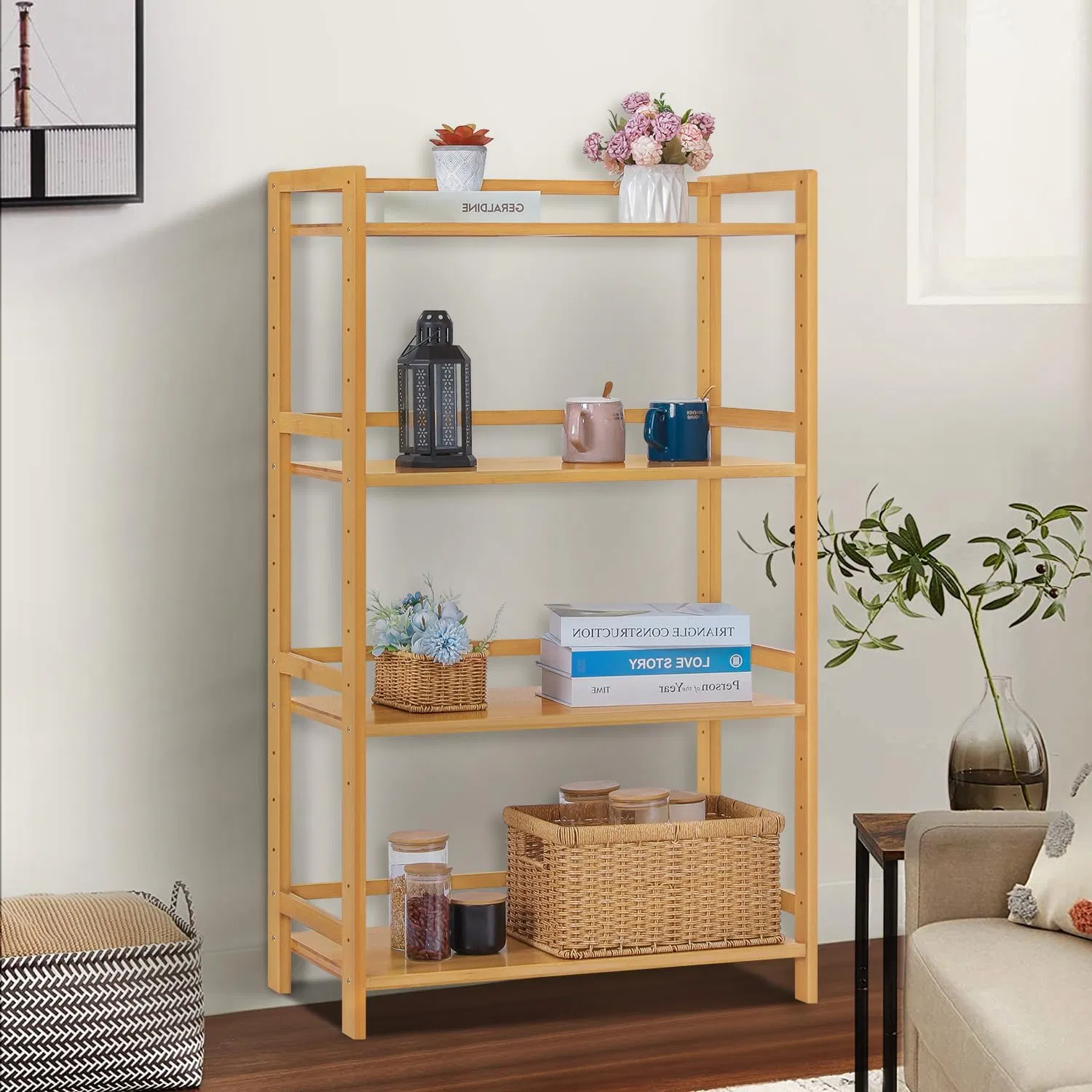 Bamboo Home Creative Living Room Bedroom Kitchen Bathroom Multi Functional Bamboo Storage Rack