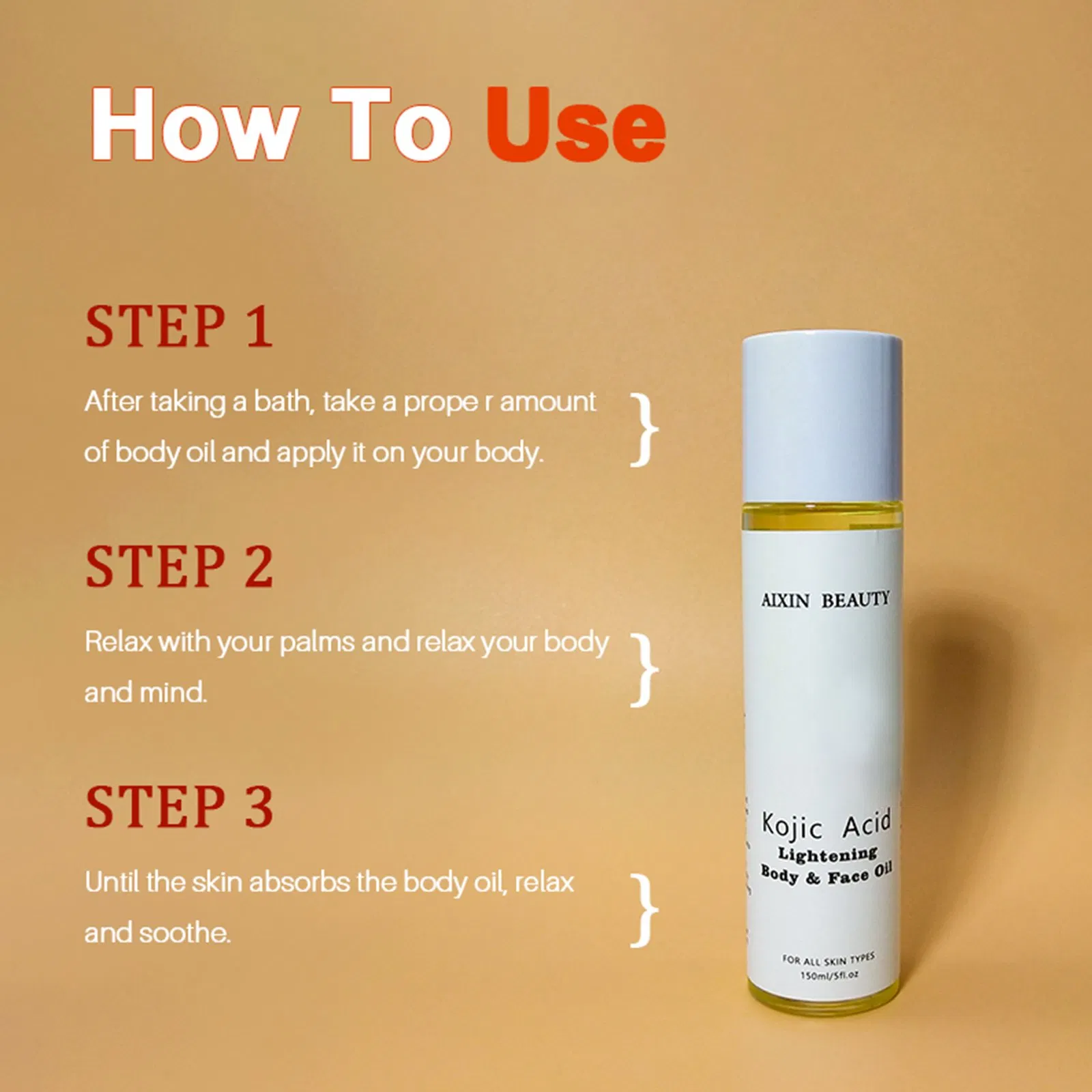 Beauty Cosmetics Skin Care Nourish The Skin Kojic Acid Lightening Body and Face Oil