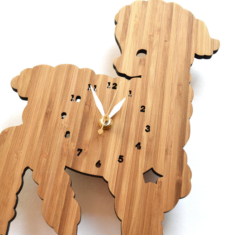Hot Sale Eco-Friendly Dinosaur Shape Bamboo Wood Wall Clock for Kids