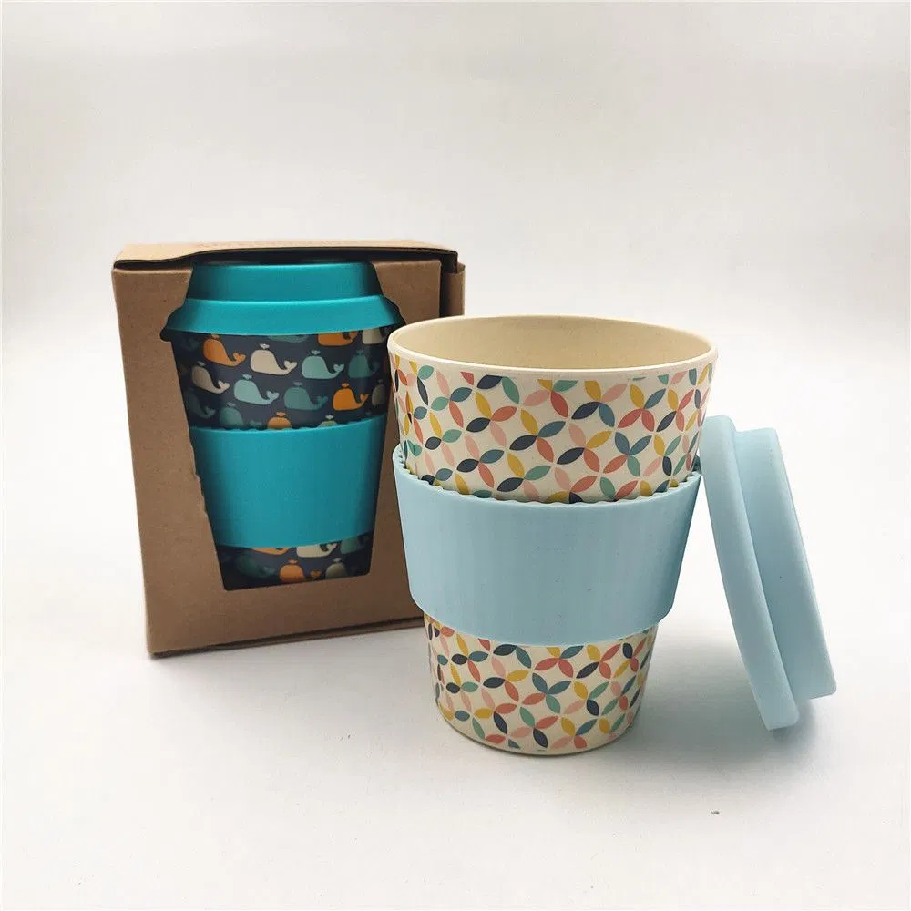 100% Biodegradable Bamboo Fiber Coffee Mug with Tight Seal Cover and SIP Hole