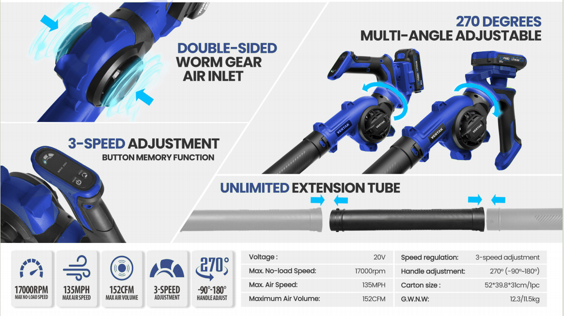 Multifunction Manual Electric Battery Power Cordless Portable Leaf/Snow/Dust Air Blower for Garden
