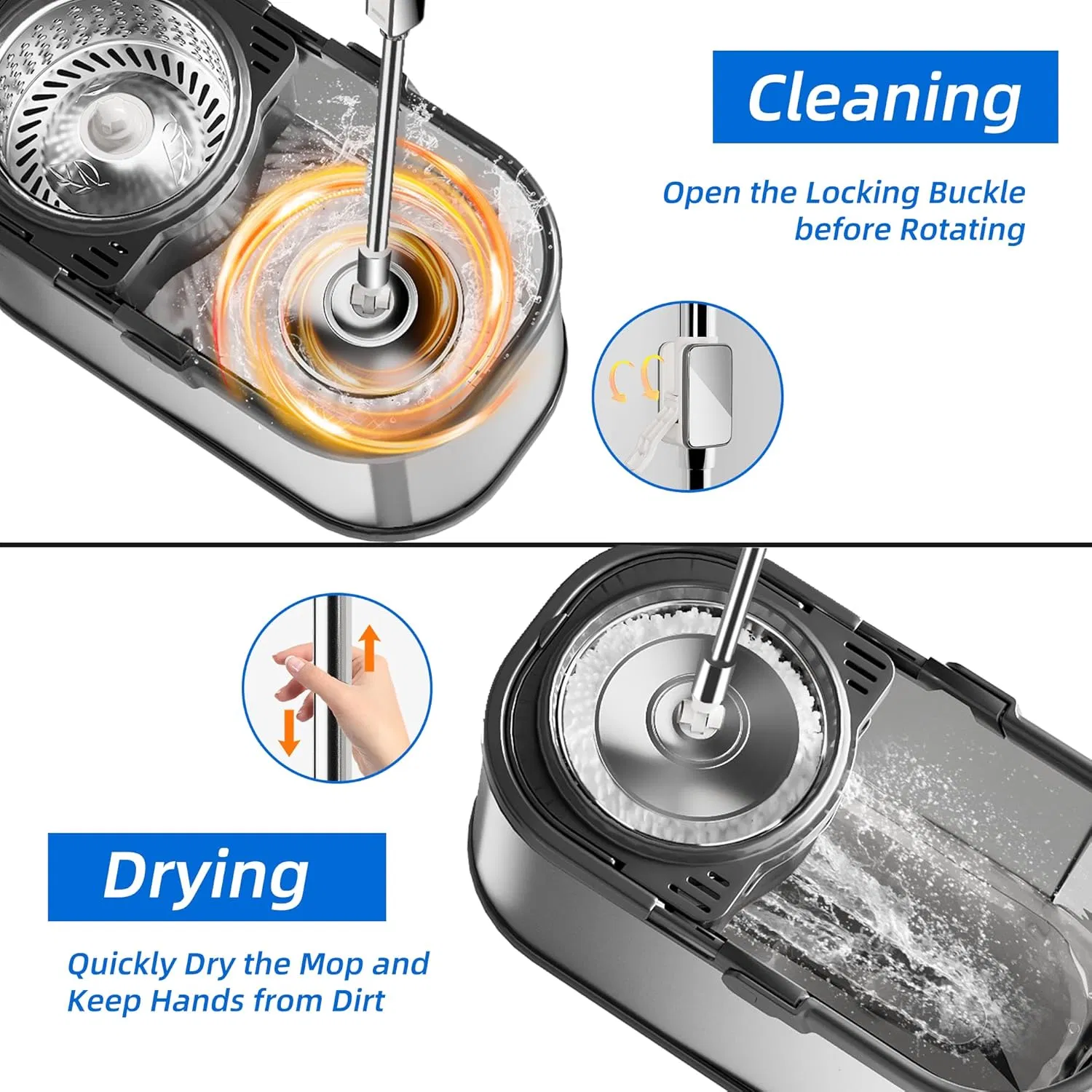 Brighthomey Microfiber Spin Washable Microfiber Mop for Repeated Use