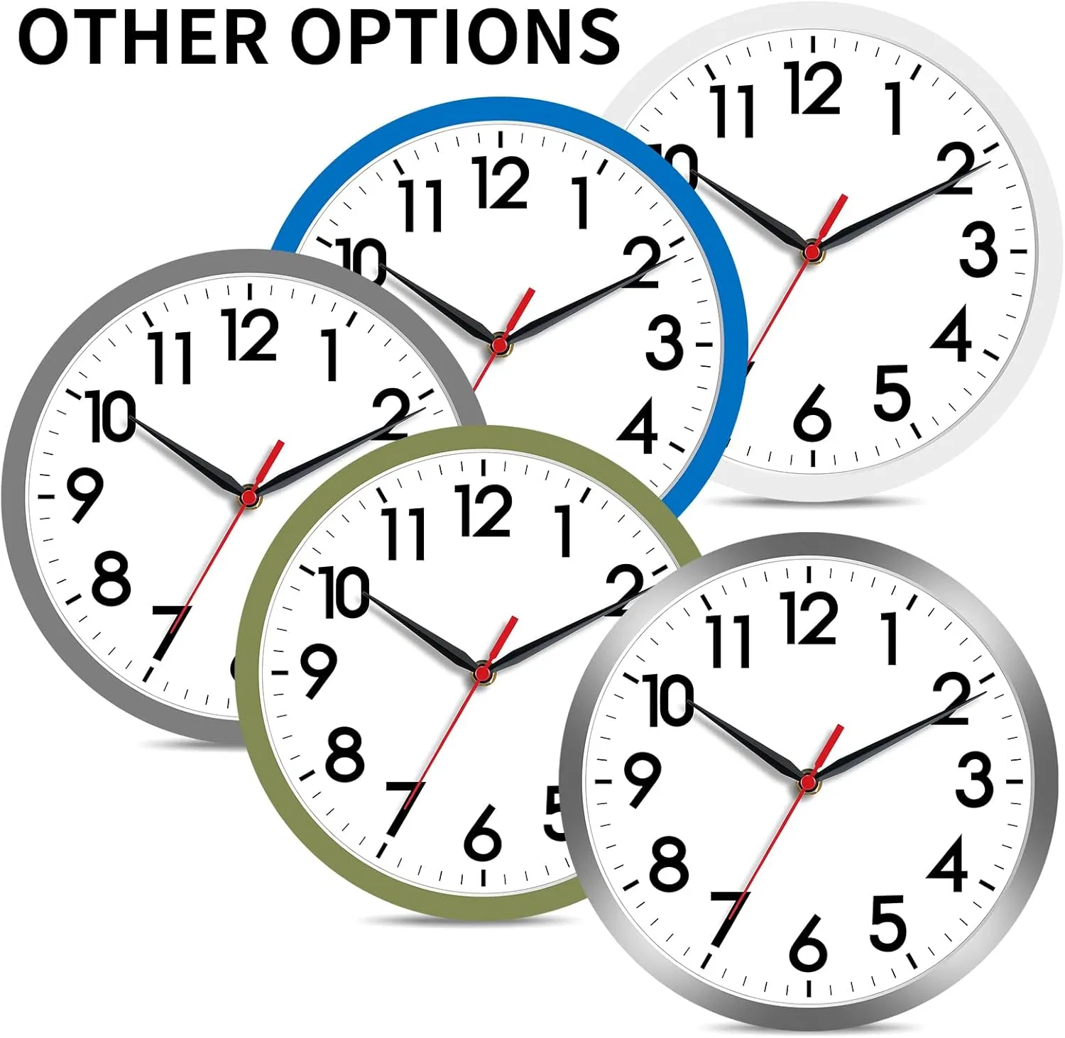 Silent Non-Ticking Modern Small Wallclocks Battery Operated 8 Inch Wall Clocks