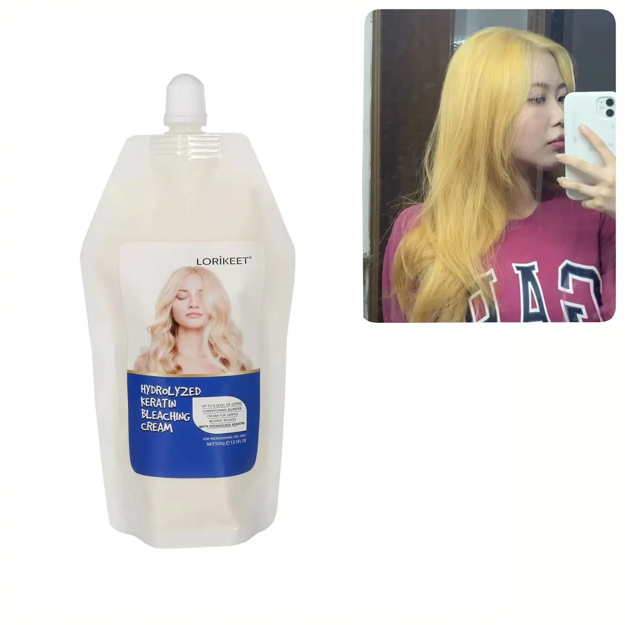 Lift up to 9-11 Levels Hair Bleaching Cream for Lighten Hair Blonde White Hair 500g