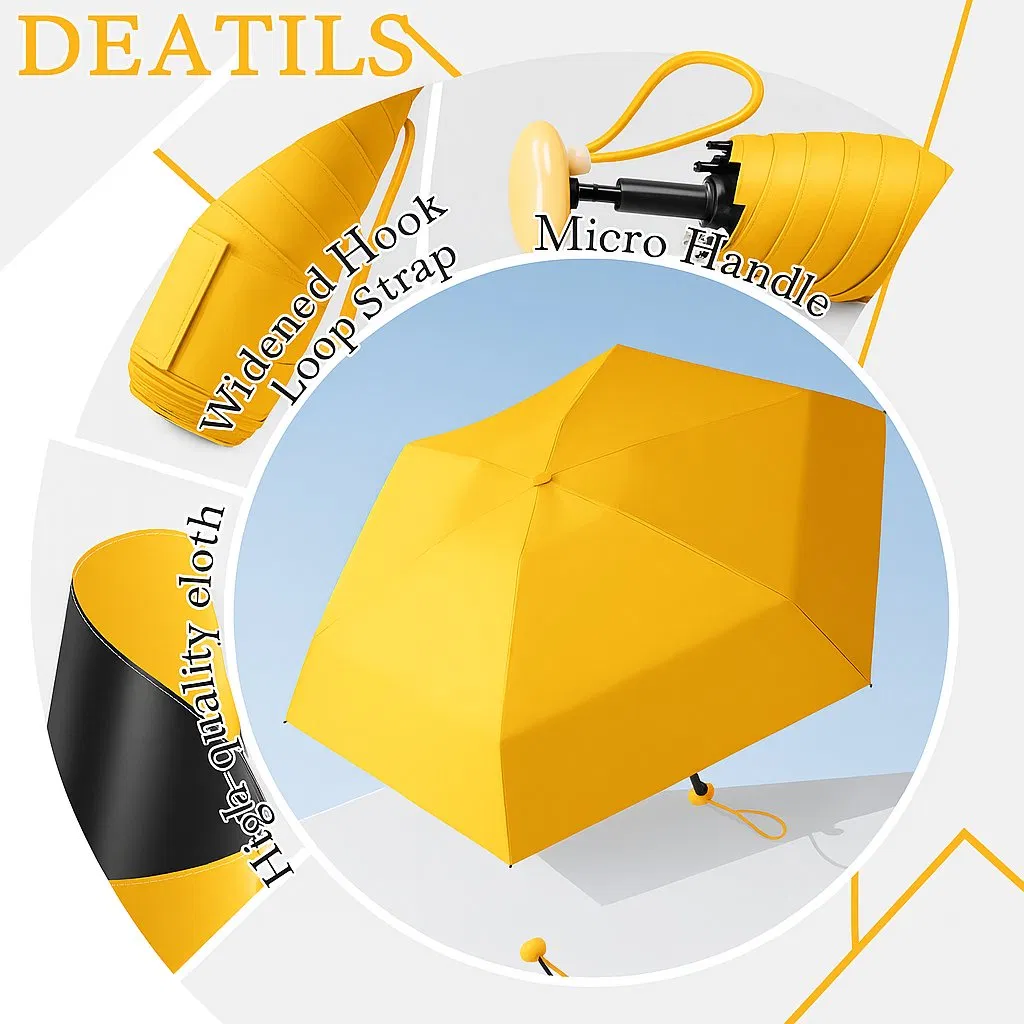 Mini Travel Folding Umbrella for Women Men Kids-Portable Compact Pocket Parasol, Lightweight Small, 6 Ribs, Anti UV Protection