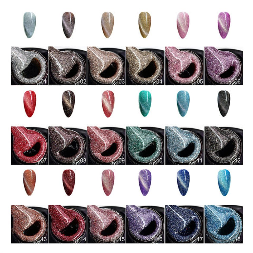 Roniki Free Sample Soak off UV Disco Gel Polish for Nails 3D/5D/9d Holgrafic Rainbow Laser Cat Eye Gel