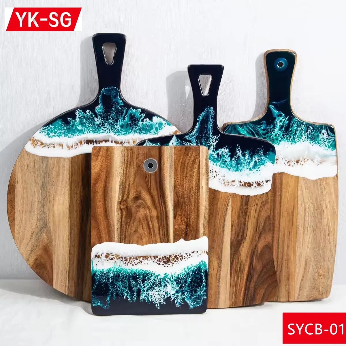 Solid Wood Pallet Epoxy Resin Marine Pattern Cutting Board