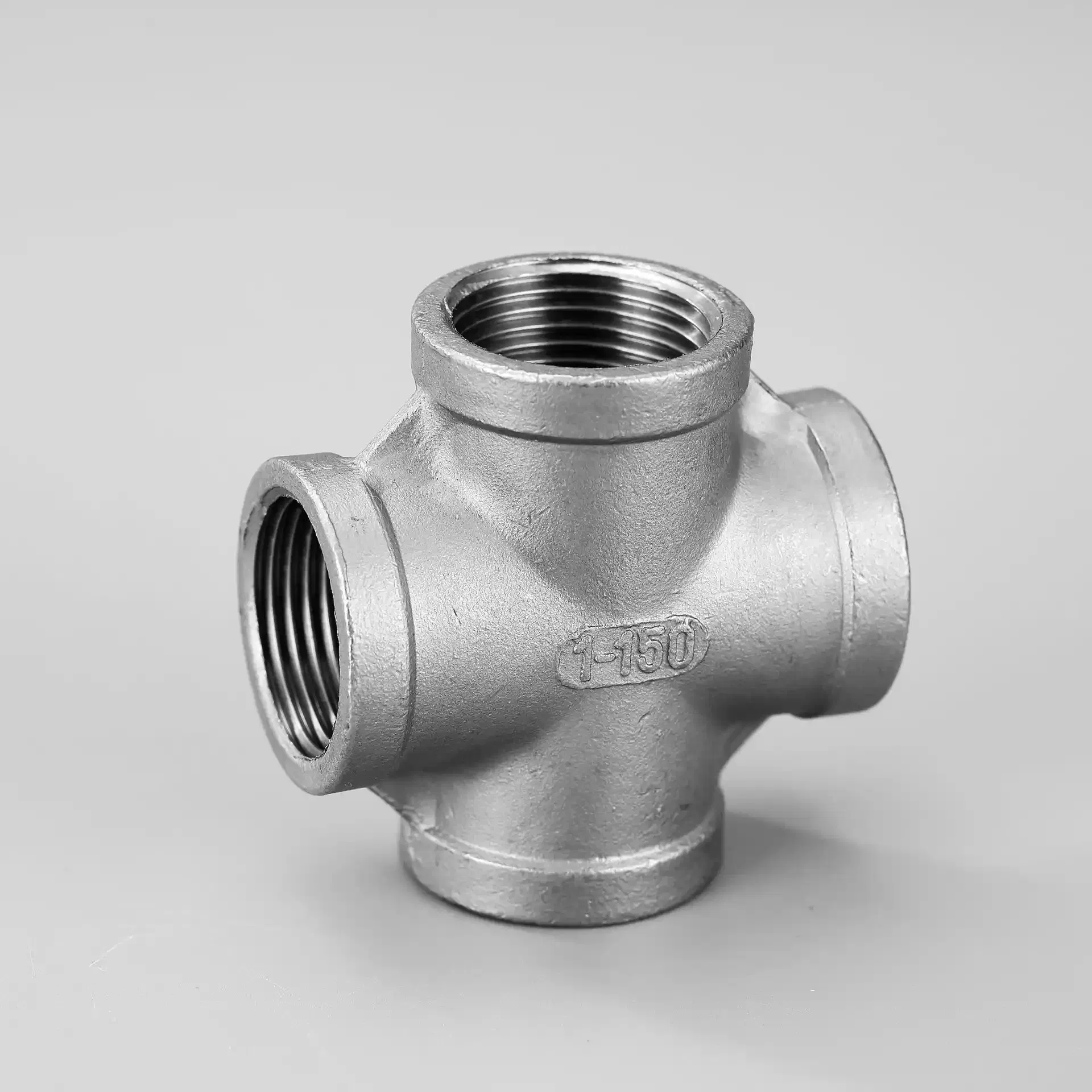 Premium SS304 Stainless Steel Female Threaded Cross Connector for Plumbing