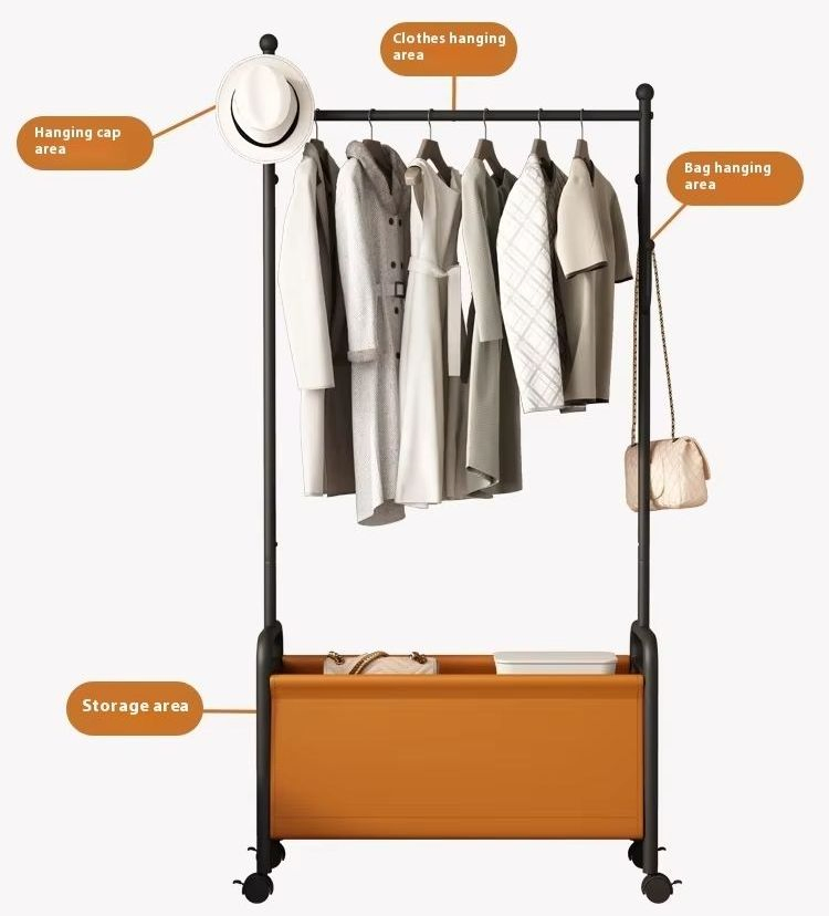 Stylish Clothes Rack with Hanging Cap and Storage Basket