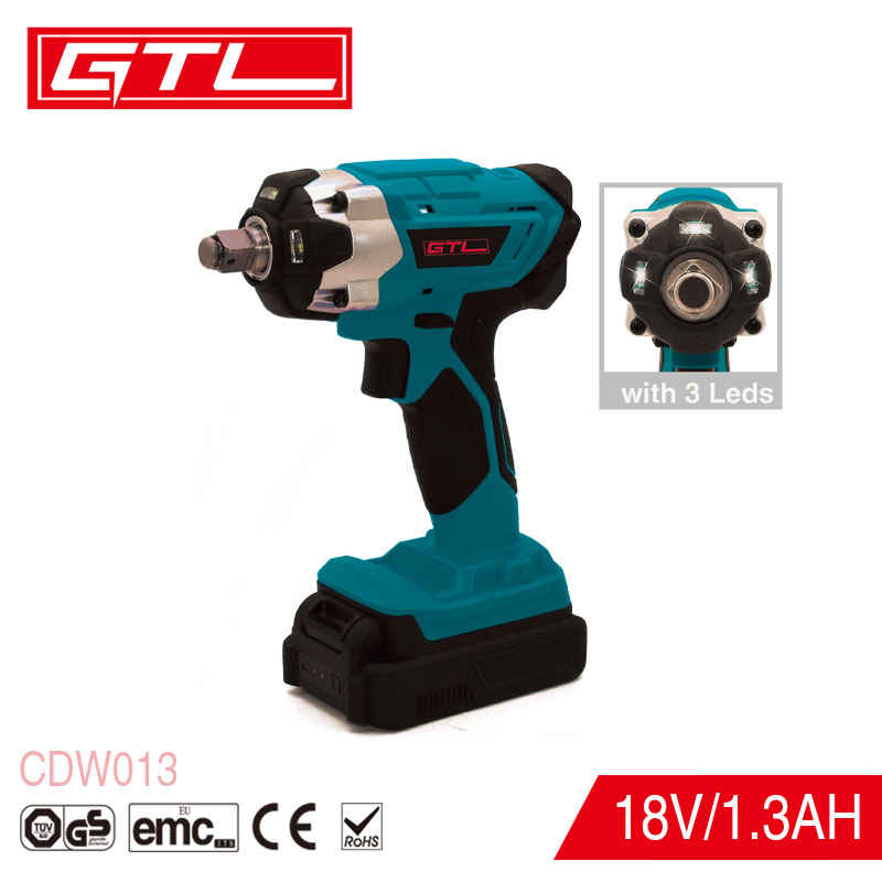 18V 1/2" Li-ion Drive Compact Cordless Impact Wrench with LED Light Soft Grip