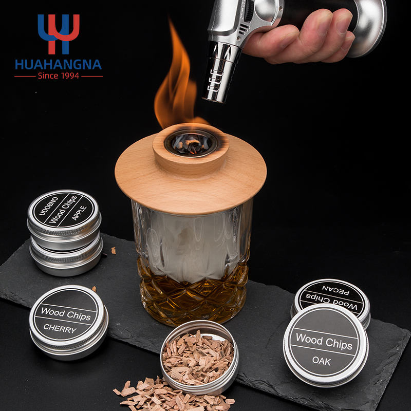 Whisky Smoker Kit for Drink with Six Wood Chips Cocktail Smoker Kit with Torch for Gift