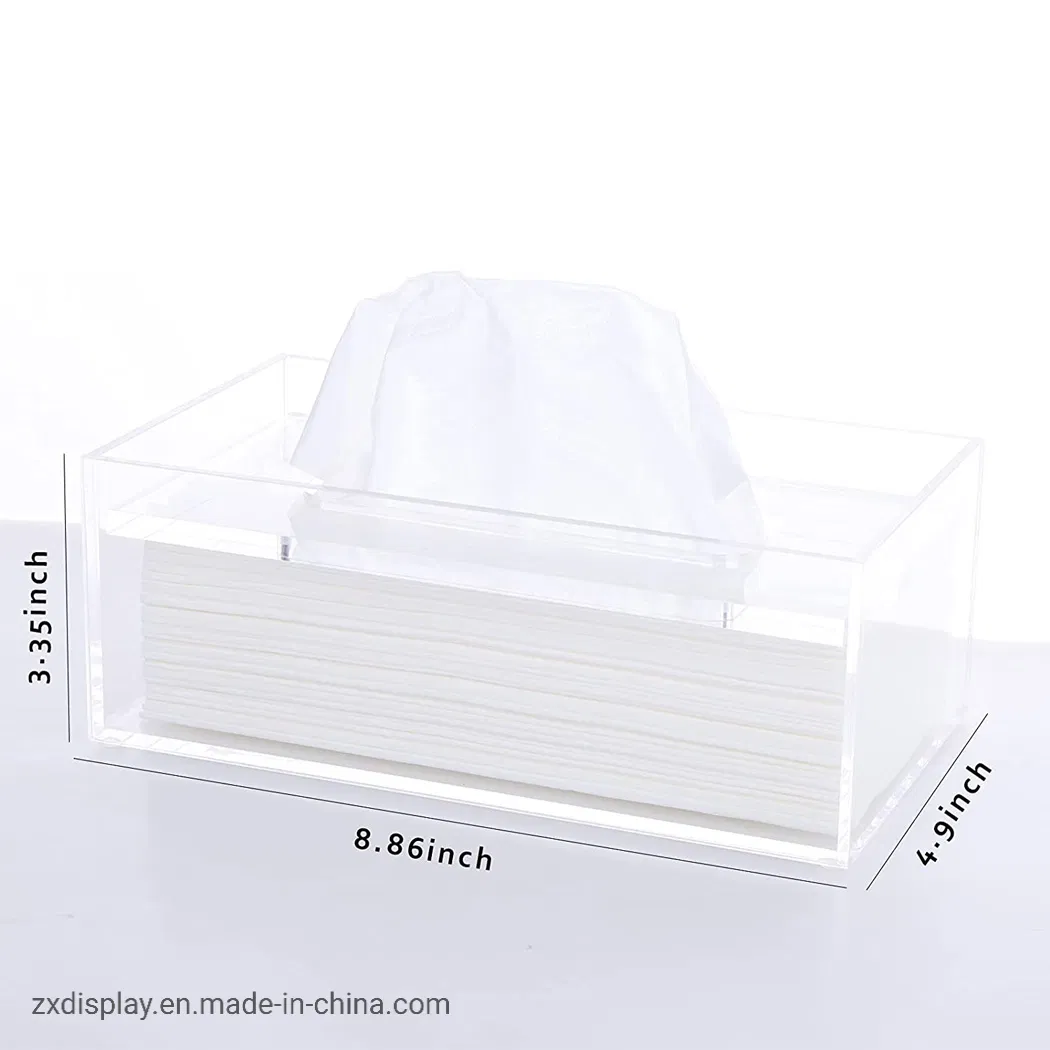 Clear Acrylic Rectangular Paper Napkin Tissue Box with Adaptive Floating Cover