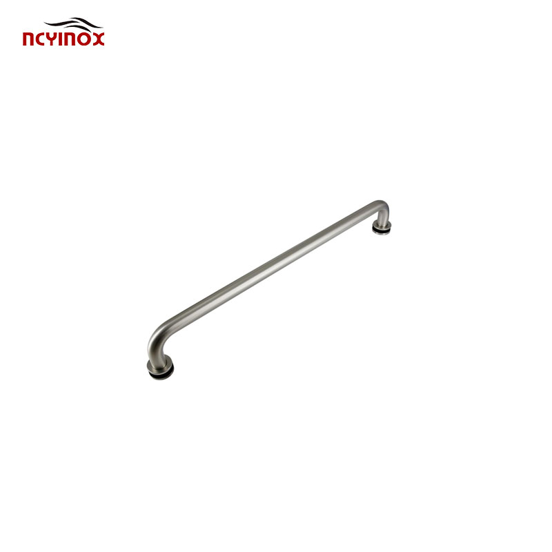 Satin Brass 12" Round Tubing Mitered Corner Single-Sided Glass Mounted Towel Rod Hanger Towel Bar