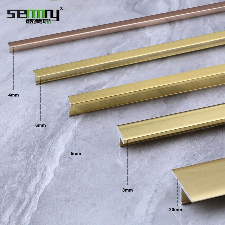 Fashion Waterproof Decoration Aluminum Profile Ceramic Tile Edge Profile Decoration T Trim Profile Aluminium Tile Trims