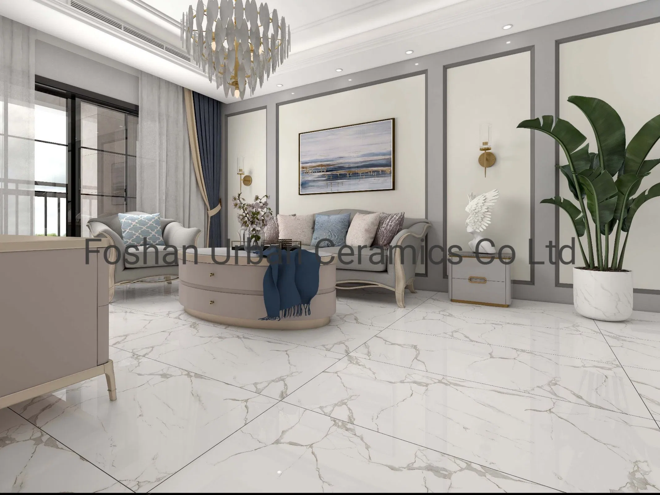 Tb612001 Foshan Caracatta White Carara White Color Decoration 600X1200mm Full Body Glazed Polished Porcelain Marble Floor Wall Tile