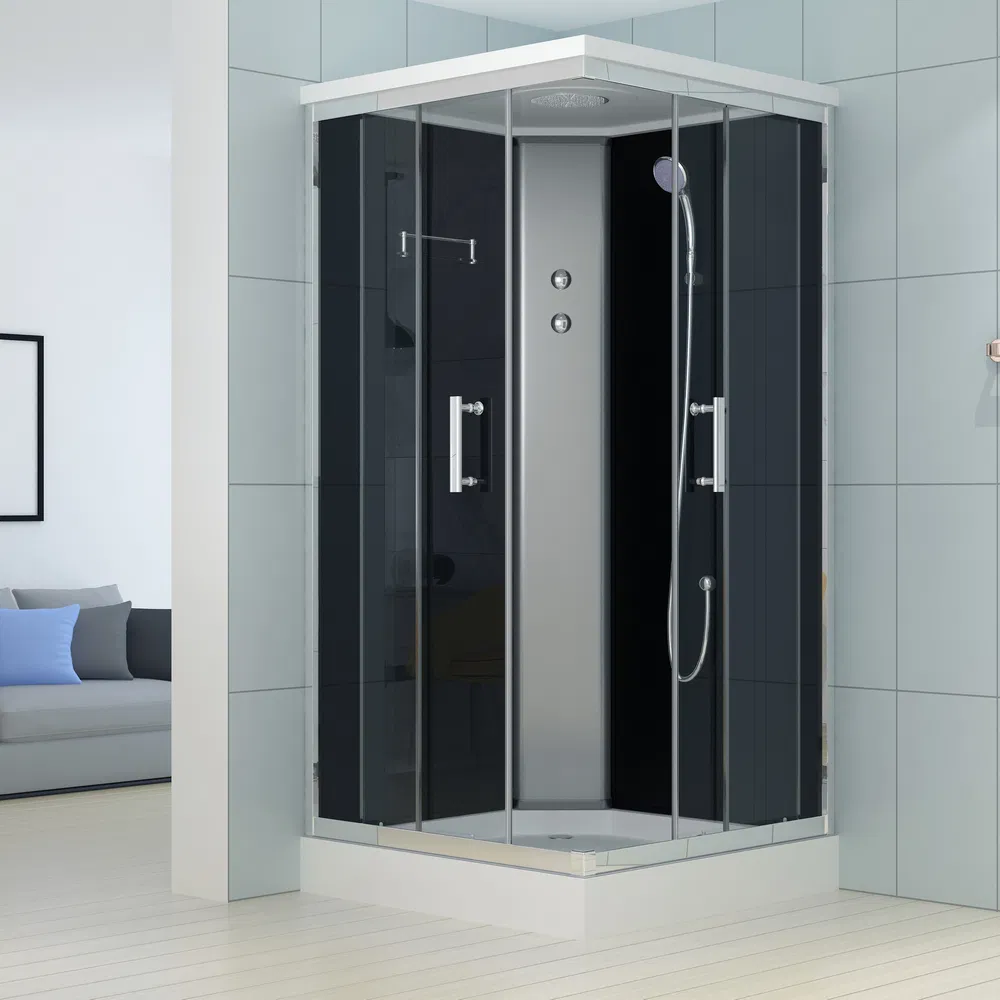 Corner Design Chromed Aluminium Frame Simple Shower Room Cabin
