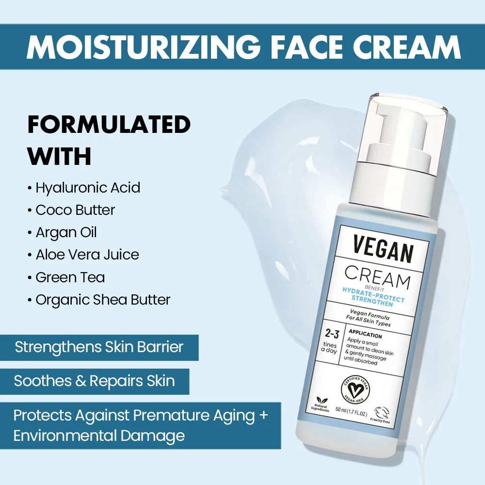 Anti-Aging Facial Moisturizer Vegan Hyaluronic Acid Face Cream Glycerin