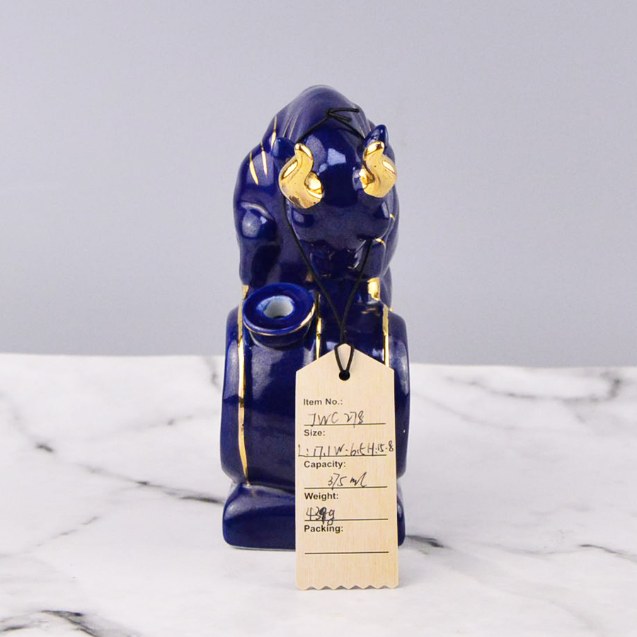 Custom Animal Shape Premium Edition Blue Brandy Ceramic Bottle